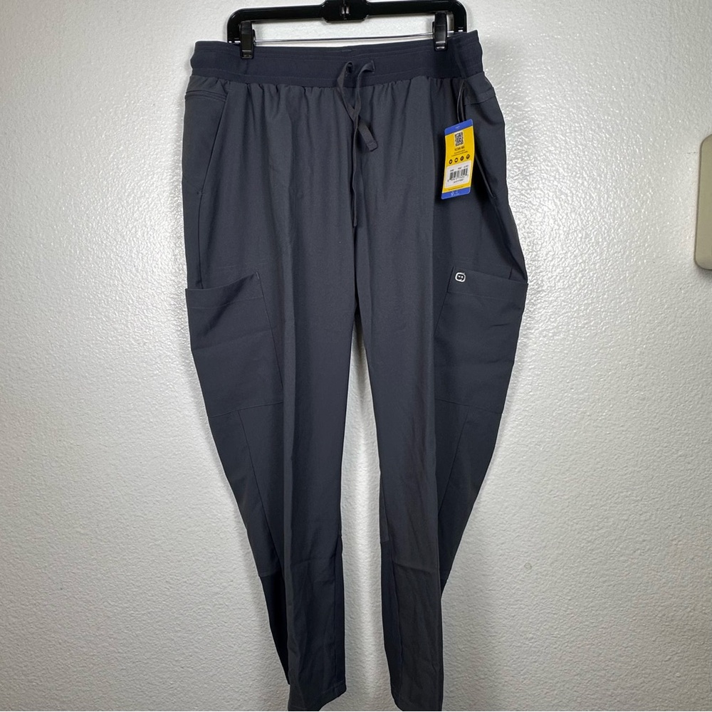 WonderWink Women's Gray Cargo Scrub Pants in Size‎ 1X Petite